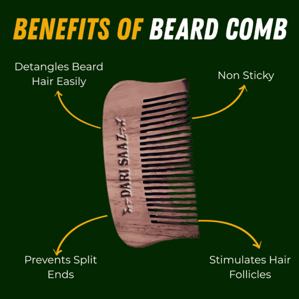 Dari Saaz Premium Wooden Beard Comb - Image 2